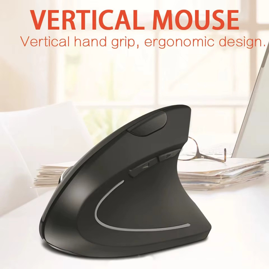 Ergonomische vertikale kabellose USB-Maus von AyeBeau in Schwarz, wiederaufladbare Gaming-Maus für PC, Laptop und Notebook - Bild 2