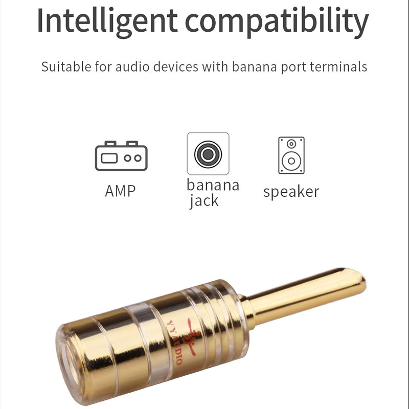 YYAUDIO Bananenstecker Set aus vergoldetem Kupfer, 8 Stück Hi-Fi-Lautsprecheranschluss für AMP-Mixer und DIY-Audio-Adapter, Farbe: Gold - Bild 3