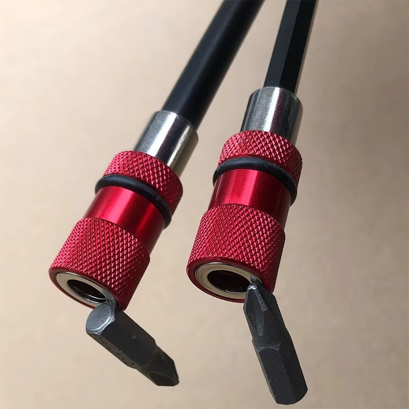 JUSTINLAU Magnetischer 1/4 Zoll Sechskantgriff Schnellwechsel-Bit-Halter und Verlängerungsstab in Rot - Bild 2