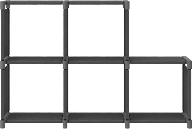 vidaXL Würfel-Regal mit 5 Fächern in Grau aus Stoff und Stahl, B/T/H: 103 x 30 x 72,5 cm - Bild 1