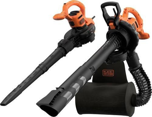 Black & Decker BEBLV290-QS 3-in-1 Elektro-Laubsauger und Laubbläser in Schwarz-Orange mit Saug- und Bläsmodus