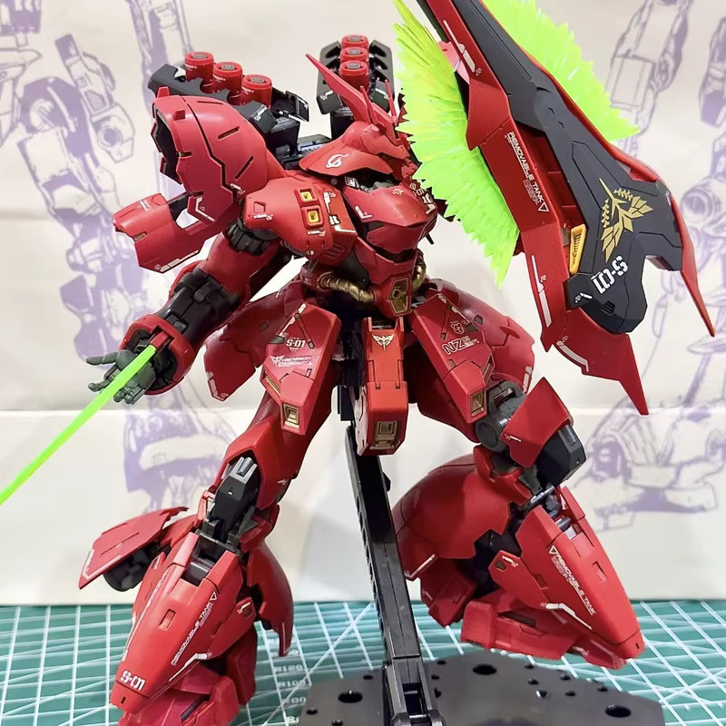 Gao Gao Modell Rg 1/144 Sazabi, Montagemodellbausatz, Actionfiguren, Kunststoff, Rot - Bild 3