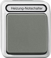 Merten Heizungs-Notschalter AQUASTAR, zweipolig, beleuchtet, Aufputz, Schutzart IP44, grau - Bild 1