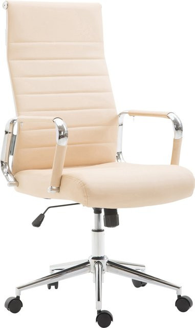 TPFLiving Bürostuhl Koro in Beige aus Kunstleder mit Armlehnen und Rollen, B/T/H: 58 x 66 x 115 cm - Bild 1