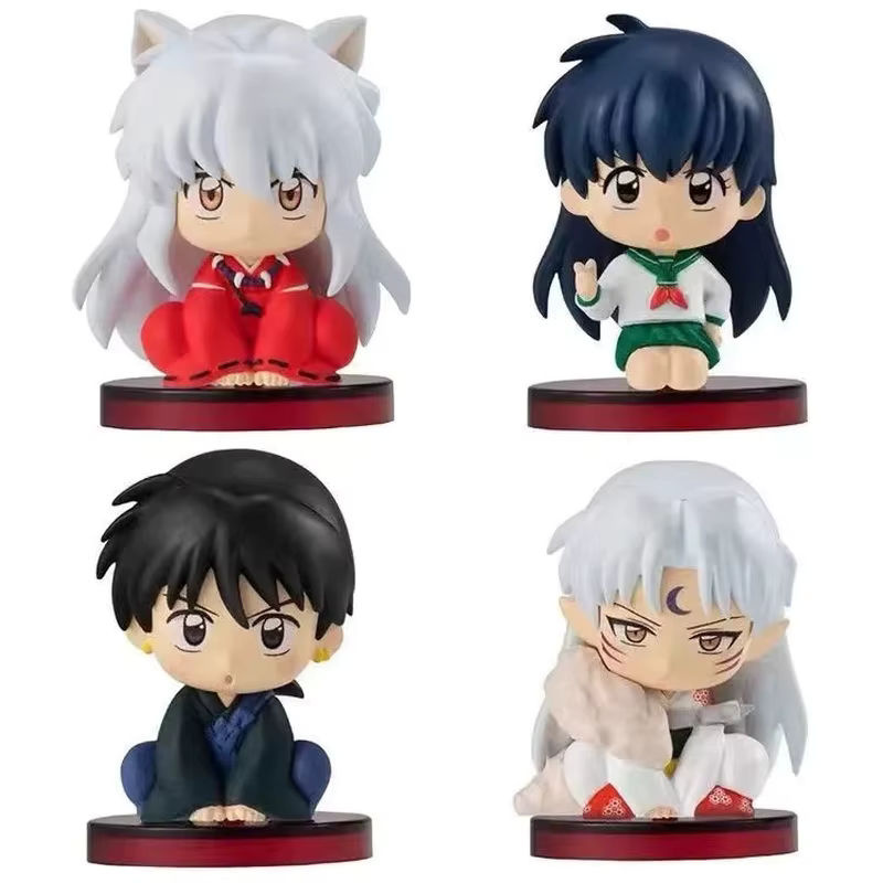 8er Set Anime Figuren Inuyasha Sesshomaru Kikyo und Kagome aus Kunststoff, mehrfarbig mit Goldakzenten, Takara Tomy Sammlerfiguren für Desktop und Auto - Bild 3
