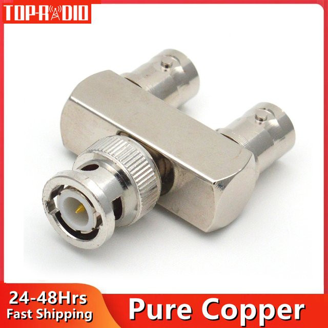 BNC-Stecker auf Dual-BNC-Buchse Adapter Y-Splitter 50 Ohm RF-Koaxial-Adapter aus vernickeltem Messing in Silber - Bild 1