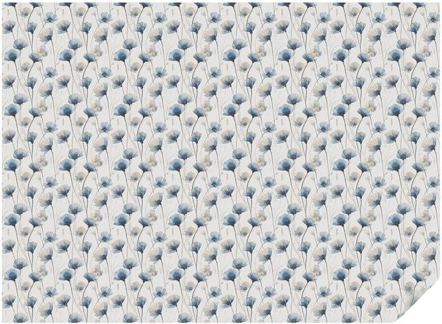 Tulup Fensterfolie mit blauem Blumenmotiv als selbstklebender Sichtschutz, Weiß, B: 200 cm, H: 146 cm - Bild 1