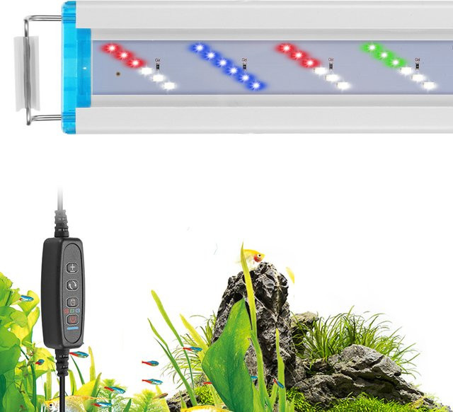 SEVEN MASTER USB LED-Aquariumleuchte in Weiß mit Timer und Dimmer, erweiterbare Clip-On-Wasserpflanzenleuchte für Fischbecken, Breite: 18 bis 71 cm - Bild 1