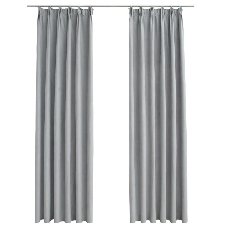 vidaXL Verdunkelungsvorhänge mit Haken, 2er-Set, Grau, B: 140 cm, H: 175 cm - Bild 2