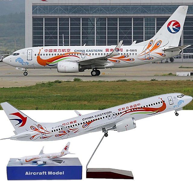 ZOCO Flugzeugmodell B737-800 China Eastern Airlines Yunnan Pfauen-Design aus Druckgussharz im Maßstab 1:80 - Bild 1