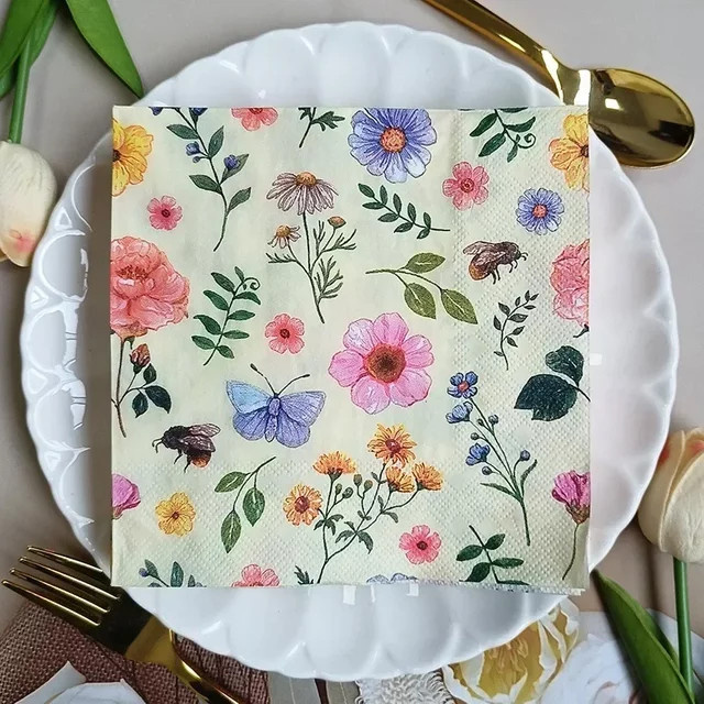 20 Stück GUANYAO bunte Blumenservietten aus Papier für Hochzeit und Valentinstag, 33 cm - Bild 1