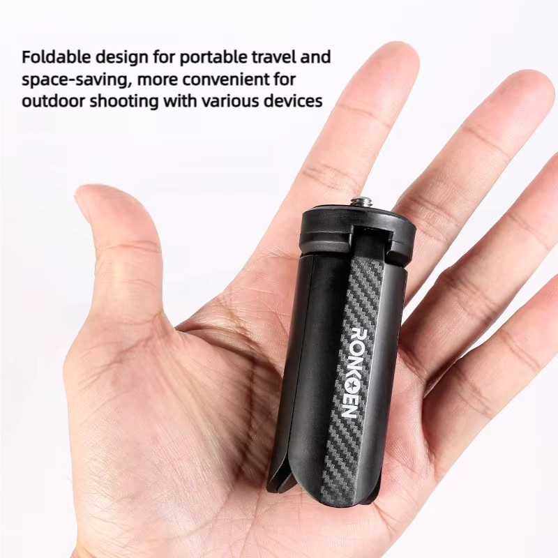 Ronkoen Mini Stativ für DJI Action 4/5 Pro und DJI Pocket 3, Tragbarer Desktop-Ständer für Kamera und 360 Panorama Motion, Schwarz - Bild 4