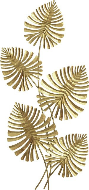 HOMCOM Wanddeko Monstera Metallbild in Gold, moderne botanische Wandskulptur für Wohnzimmer und Schlafzimmer - Bild 1