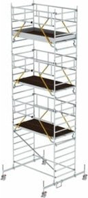 Munk Günzburger Rollgerüst SG aus Aluminium in Silber mit Fahrbalken und Doppel-Plattform, B: 135 cm, T: 245 cm, Plattformhöhe: 6,62 m - Bild 1