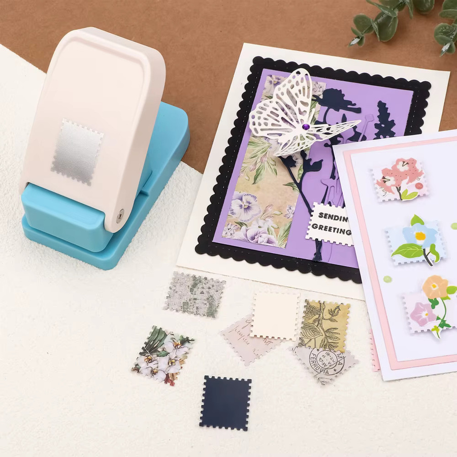 Rechteckiger Prägestempel für Briefmarken zum DIY Scrapbooking und Papierhandwerk, Farbe: Silber - Bild 2