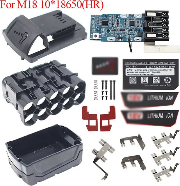 Milwaukee M18 Li-Ion Batterie Gehäuse aus Kunststoff in Schwarz für 6Ah Akkus - Bild 1