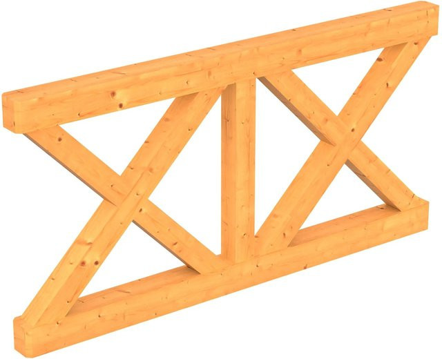 Skan Holz Brüstung Rimini mit Andreaskreuz aus Douglasie, Farbe: natur, B: 120 cm, H: 84 cm - Bild 1