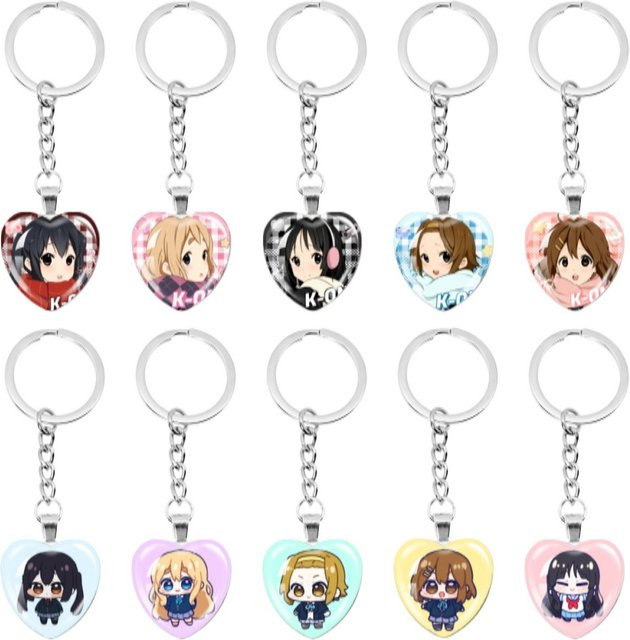 Anhänger Schlüsselanhänger Glas, Herzform, Anime K-ON! - Bild 1