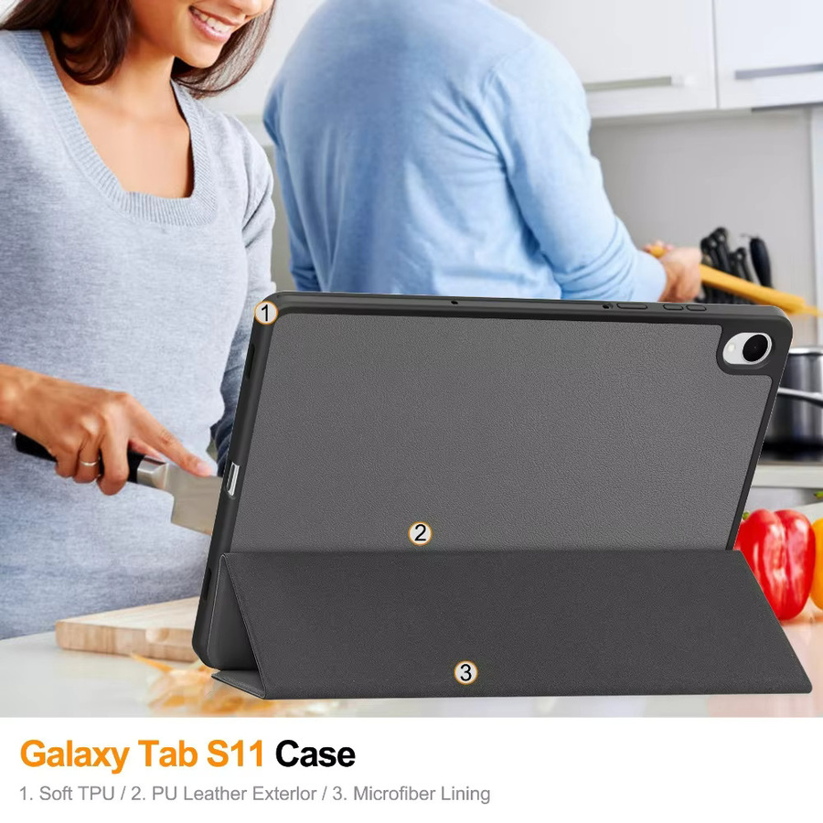 ZNOVAY Schutzhülle für Samsung Galaxy Tab S11 11 Zoll 2025 mit Stifthalter und Tri-Folding Flip Stand Case in Schwarz - Bild 5