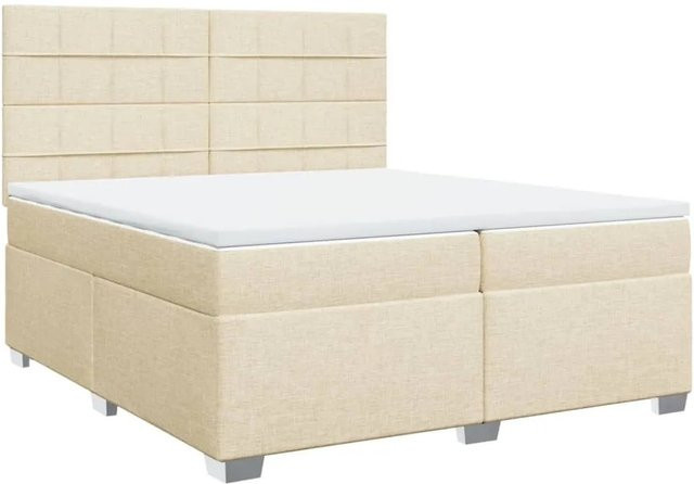 vidaXL Boxspringbett Hybrid mit Matratze und USB-Ladeport, Farbe Creme, B/T: 200 x 200 cm - Bild 1