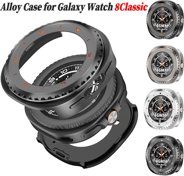 CHIICSMART Schutzhülle Metalllegierung, Samsung Galaxy Watch 8 Classic, 46 mm, Schwarz, Unisex - Bild 1