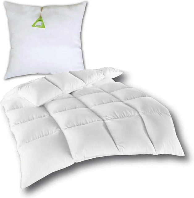 Bestlivings Kassettenbett mit Daunen-Feder-Decke und Kissen in Weiß, B/T: 135 x 200 cm - Bild 1