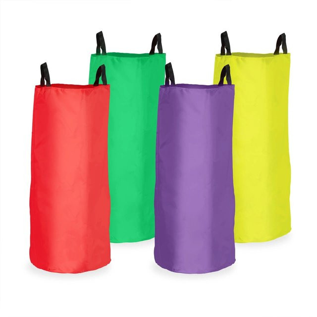 Relaxdays Hüpfsäcke für Kinder 4er Set aus Polyester in Bunt mit Griffen, Höhe: 73 cm, Breite: 50 cm - Bild 1