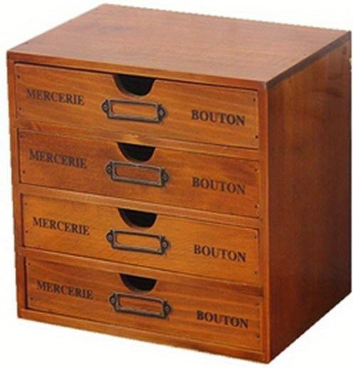 Nest Space Retro-Aufbewahrungsbox aus Holz mit 4 Schubladen in Braun zur Organisation von Kosmetik und Büroartikeln - Bild 1