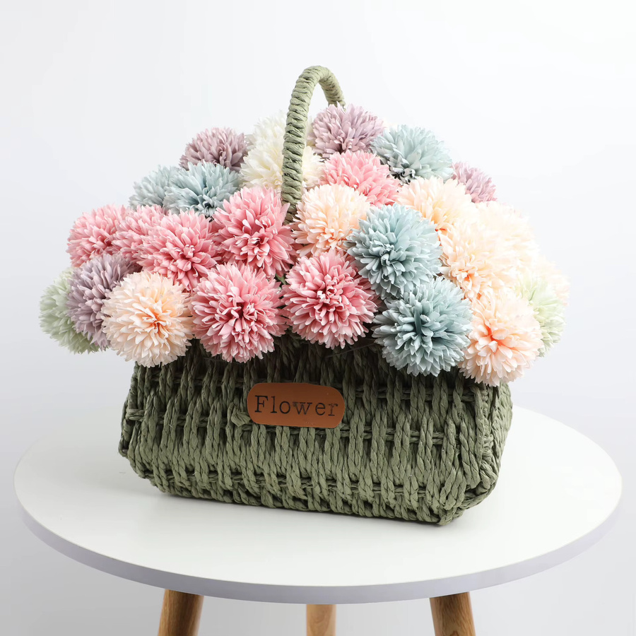 YueJia 6-teiliges Set künstliche Blumenarrangements aus Seide, Chrysanthemen- und Hortensien-Kugeln in Rosa für Hochzeit, Party und Tischdekoration - Bild 2