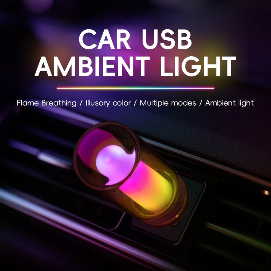 Kebedemm USB Auto-Nachtlicht mit RGB LED, dimmbar per Touch, dekorative Atmosphärenlampe in Multicolour und Transparent - Bild 2