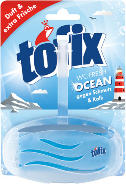Tofix WC-Fresh Ocean ORIGINAL WC-Reiniger mit Korb und WC-Stein, Blau, 40 g - Bild 1
