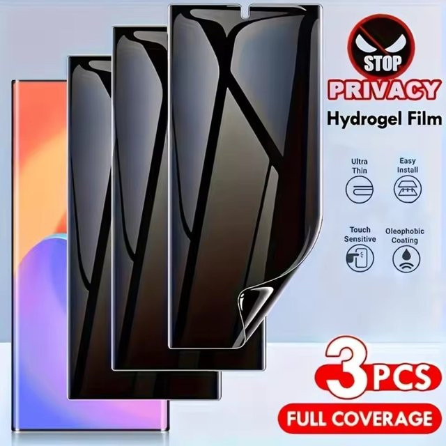 3er Pack Privatsphäre Hydrogel Displayschutzfolie für Samsung Galaxy S21 FE, S21 Plus und S21 Ultra, transparent, kompatibel mit Fingerabdruck-Entriegelung - Bild 1