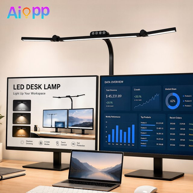 Ultrahelle LED-Schreibtischlampe in Schwarz mit Sockel oder Klemme, dimmbar per Touch, mit Augenschutz und hohem CRI-Wert für Home-Office und Studium - Bild 1