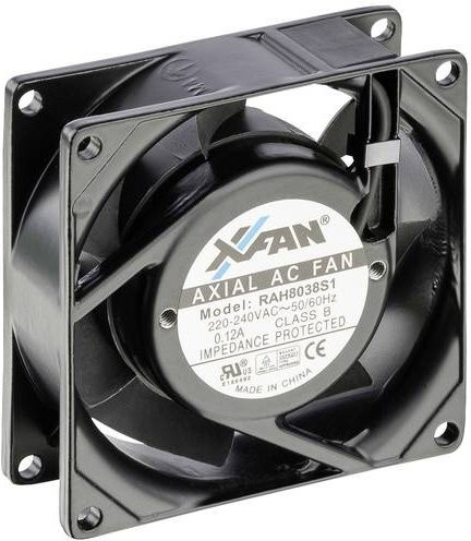 X-Fan RAH8038S1 Axiallüfter 230 V/AC, Schwarz, B/H/T: 80 x 80 x 38 mm, 36 m³/h - Bild 1