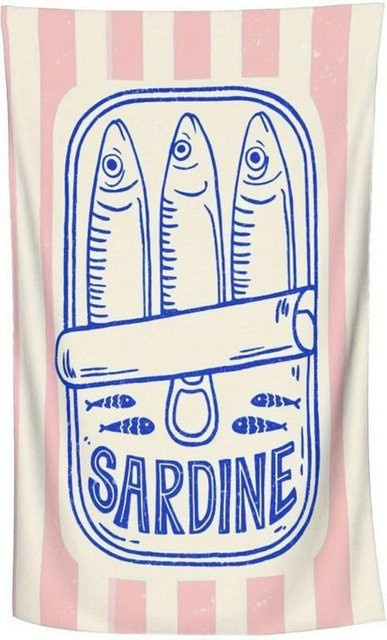 Dalangpa Strandtuch Vintage Sardinendose Gemustert, B: 40 cm, H: 60 cm - Bild 1