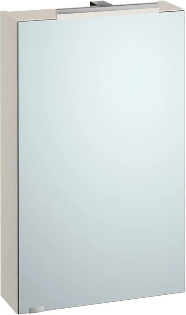 Erst-Holz Spiegelschrank für das Badezimmer mit LED-Beleuchtung und Steckdose in Taupe/Beige - Bild 1