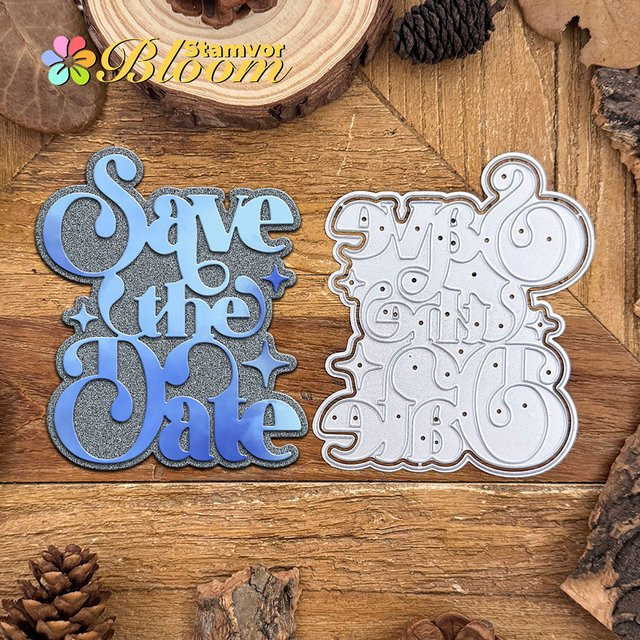 Original Lovely Layers Metall-Stanzformen SAVE THE DATE für Scrapbooking und dekorative Prägung in Silber - Bild 1