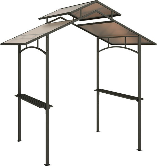 Outsunny Grillpavillon mit Flammschutzdach und 2 Ablagen aus Stahl und PC, Schwarz-Braun, B x T: 2,5 x 1,5 m - Bild 1