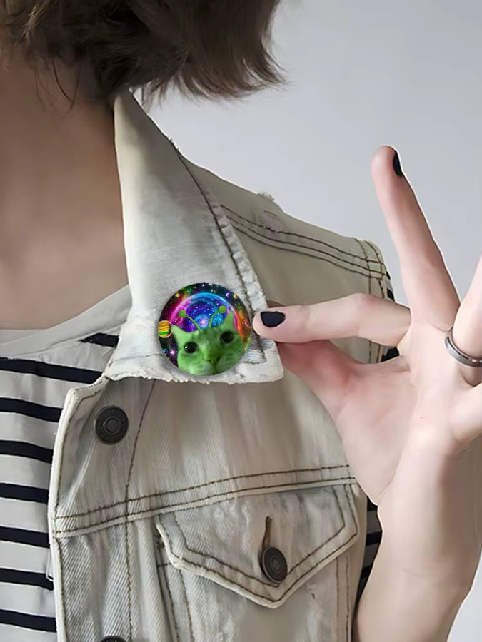 Kayou Anstecknadeln, grüne Alien-Katzen, Unisex - Bild 7