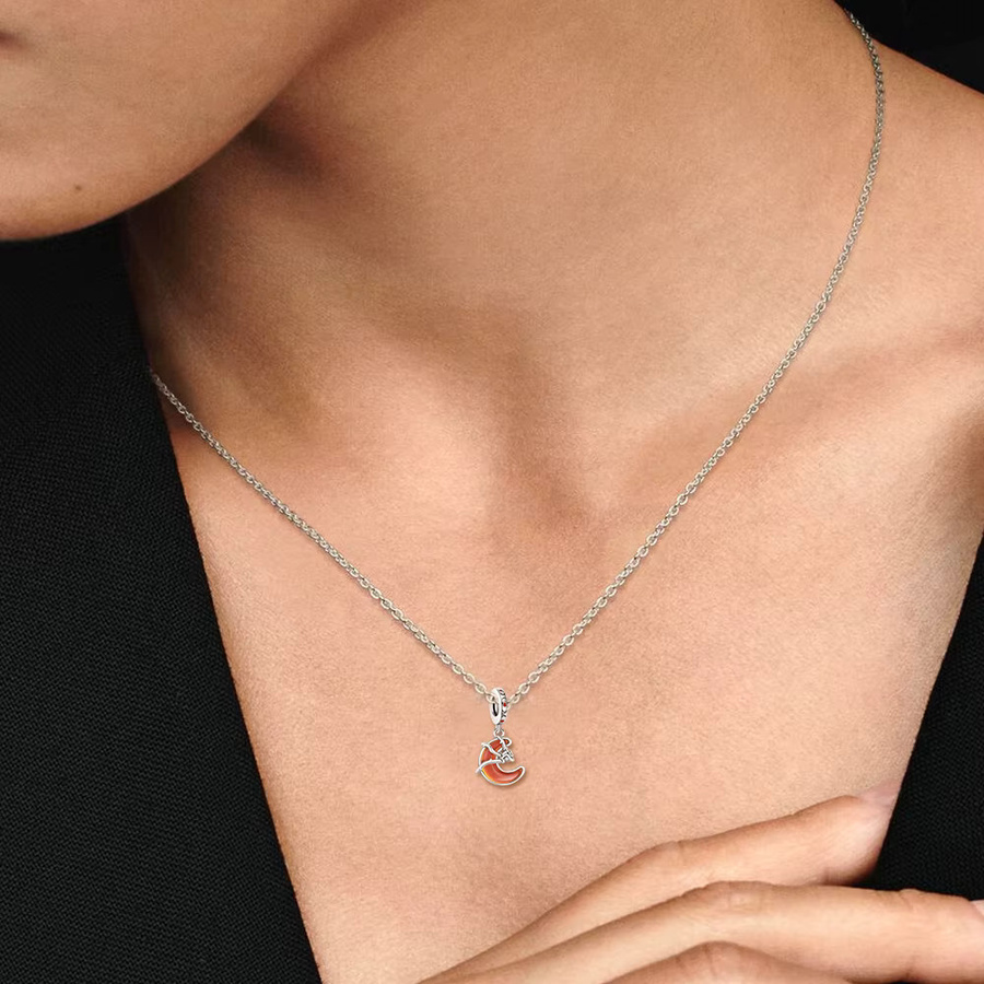 Neue Charms Anhänger, 925 Silber, Roter Mond, Rosen, Perle, Damen - Bild 3