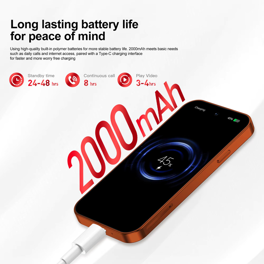 SERVO Mini-Smartphone 4G LTE mit 4,0 Zoll Display, Android 12, 2GB RAM, 16GB ROM, Dual-SIM, WLAN, Blau - Bild 4