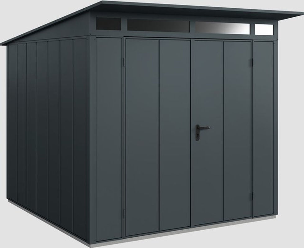 Ecostar Gerätehaus Elegant-P aus Metall in Grau mit Pultdach und Doppeltür, B/H/T: 238 x 232,3 x 238 cm - Bild 3