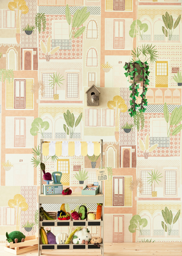 Eijffinger Mural Windows Vliestapete in Brique mit geometrischem Vintage-Design für Kinderzimmer - Bild 1