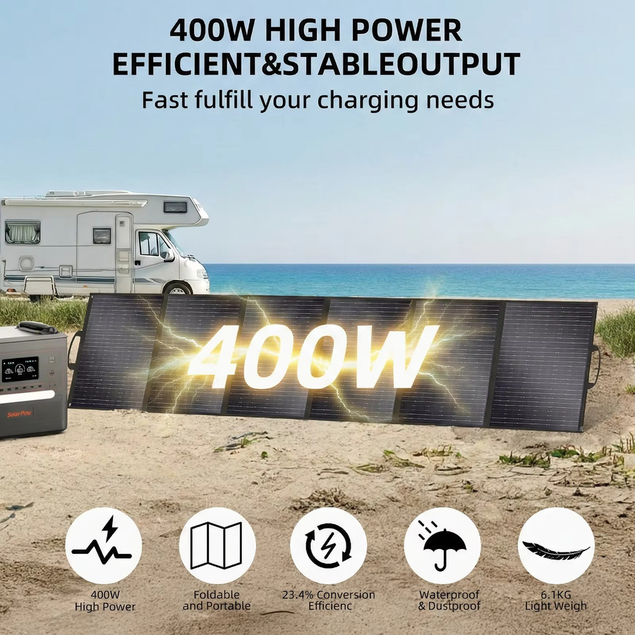 SOLARPLAY 400W Faltbare Solaranlage mit 6 Monokristallinen Panels in Schwarz für Boot, Haus und Notfallstromversorgung - Bild 3