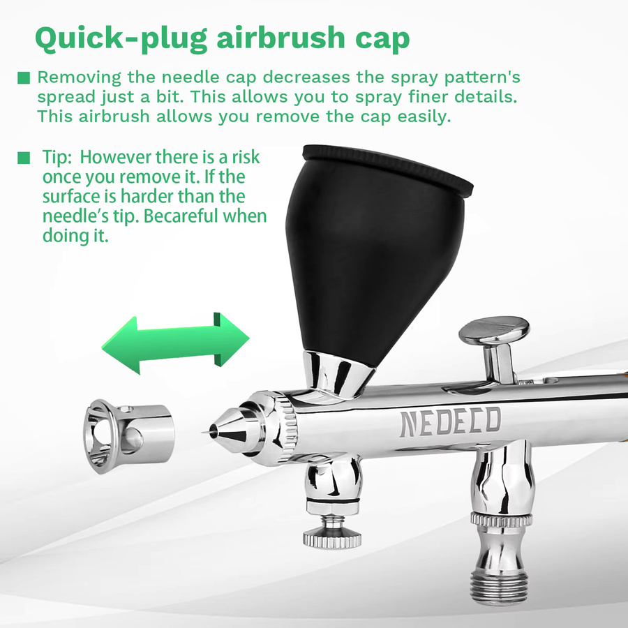 NEOECO NCT-SJ83RS1 Dual Action Airbrush mit 9cc Fluid Cup und Zubehör in Silber - Bild 2