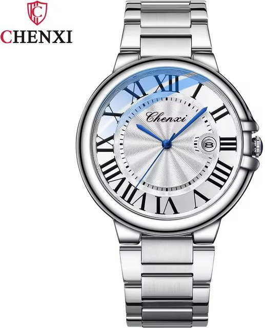 CHENXI Armbanduhr, Quarz, Edelstahl, Silber, Unisex - Bild 1