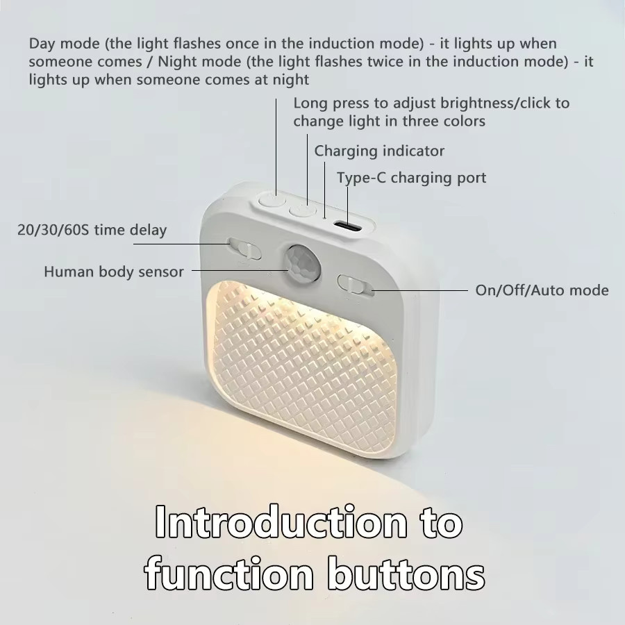 Wiederaufladbares LED-Nachtlicht mit Bewegungsmelder in Weiß, magnetisch und selbstklebend für Schlafzimmer, Küche, Treppe und Flur - Bild 2