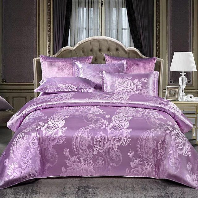 Bin Chi Textiles Jacquard-Bettwäscheset aus Satin in Lila, B/H: 240 x 220 cm - Bild 1