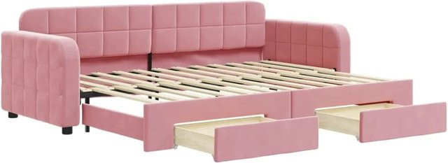 vidaXL Tagesbett ausziehbar mit Schubladen in Rosa aus Samt, B/T/H: 80 x 200 x 71 cm - Bild 1