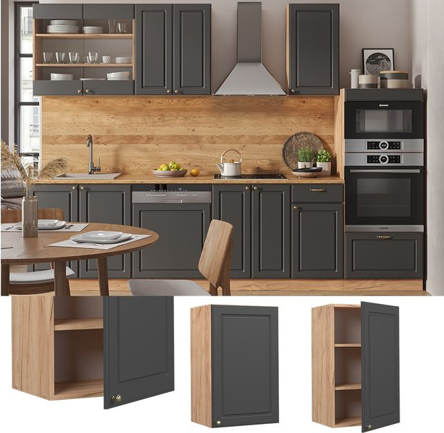 Vicco Hängeschrank Fame-Line Küchenschrank Landhaus Eiche Anthrazit-Gold B: 45 cm - Bild 1